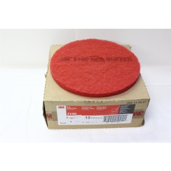3M 5100 13" Red Buffing Floor Pad - 5/Case - 7910014394464 50048011083884