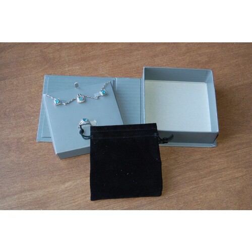 Lot of 50 Jewelry Gift Box Ring Necklace Earring Set 5x5x1.75 with Velvet Pouch