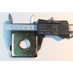 2" Square Flat Washer Yellow Zinc Plated Steel 0.7" ID, 1/4" Thick 5/8" Bolt