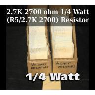 2.7K 2700 ohm 1/4 Watt (R5/2.7K 2700) Resistor  - 63887