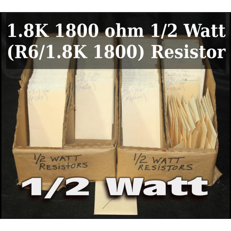 1.8K 1800 ohm 1/2 Watt (R6/1.8K 1800) Resistor  - 64069