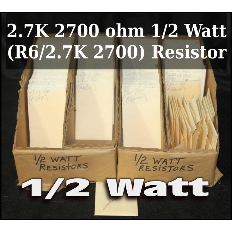 2.7K 2700 ohm 1/2 Watt (R6/2.7K 2700) Resistor  - 64073