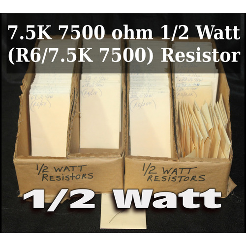 7.5K 7500 ohm 1/2 Watt (R6/7.5K 7500) Resistor  - 64084