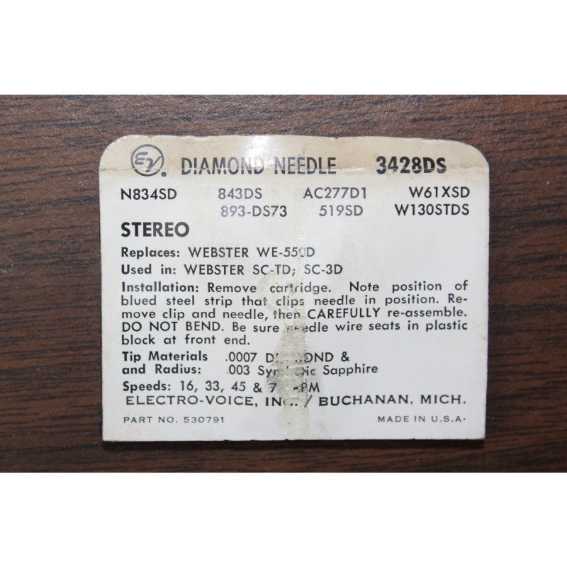 Electro-Voice Replacement Phonograph Needle Stylus 3428-DS