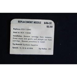 Superb Replacement Phonograph Needle Stylus 646-S1