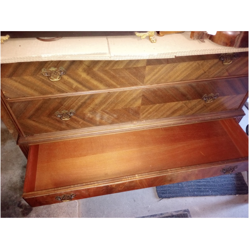 Vintage BERKEY & GAY Furniture 3 Drawer DRESSER WITH MIRROR - 48" x 22.5" x 75"