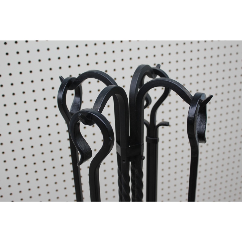 Hand-Forged Iron Antique Fireplace Tools Set