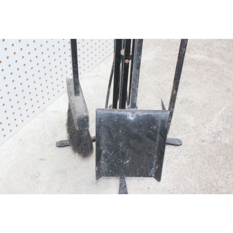 Hand-Forged Iron Antique Fireplace Tools Set