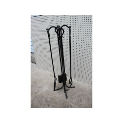 Hand-Forged Iron Antique Fireplace Tools Set
