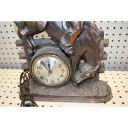 Vintage Antique Sessions Rodeo Bucking Bronco Cowboy Western Bronze 14x12 Clock