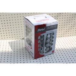 PARINI 17-PC STAINLESS STEEL CAROUSEL SPICE RACK W/ GLASS JARS REVOLVING NEW