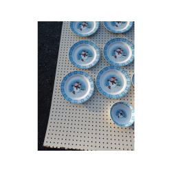 MERRY BRITE CHRISTMAS SNOWMAN PLATES SET OF 8 AND BOWLS SET OF 7