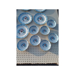 MERRY BRITE CHRISTMAS SNOWMAN PLATES SET OF 8 AND BOWLS SET OF 7