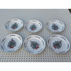 HOLLY AND LACE STONEWARE SET OF 6 DINNER PLATES