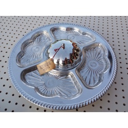 Vtg 50’s LARGE Hellerware Chromium Chrome 4 Tray Lazy Susan Veggie Relish Server