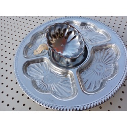 Vtg 50’s LARGE Hellerware Chromium Chrome 4 Tray Lazy Susan Veggie Relish Server