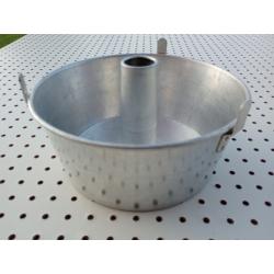 VINTAGE ALUMINUM ANGEL FOOD 10” CAKE PAN - 2-PIECE WITH TUBE AND 3 COOLING LEGS