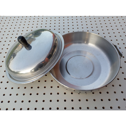 VINTAGE SILVER METAL SERVING BOWL WITH LID