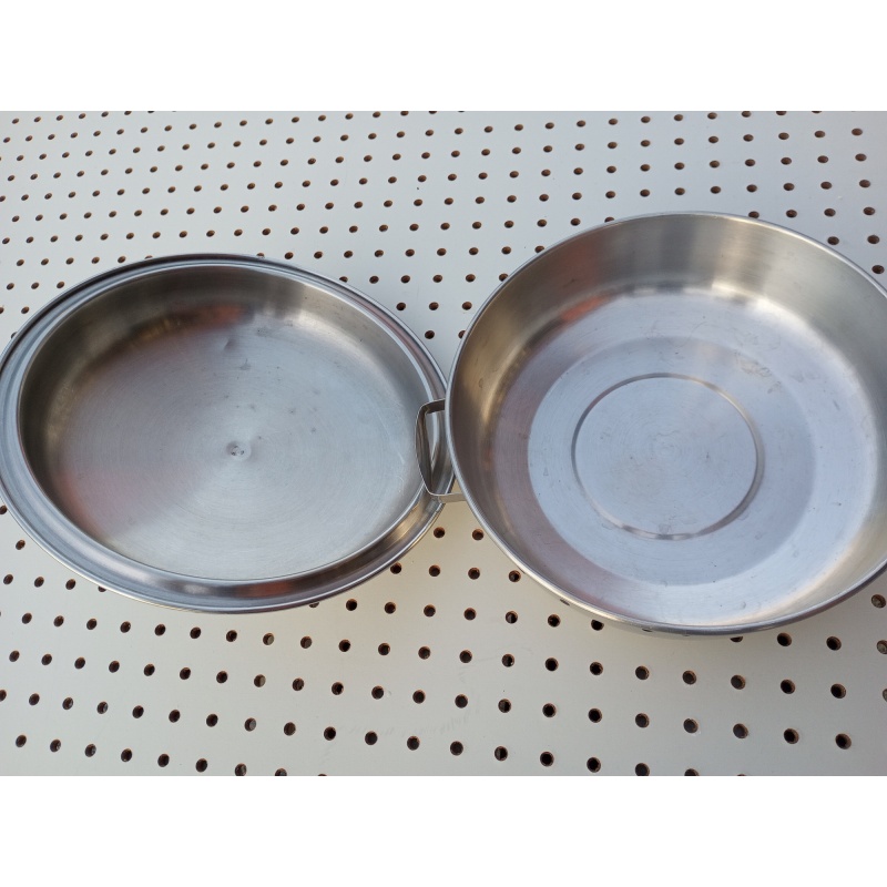 VINTAGE SILVER METAL SERVING BOWL WITH LID