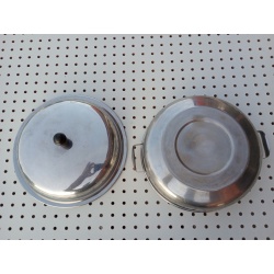 VINTAGE SILVER METAL SERVING BOWL WITH LID