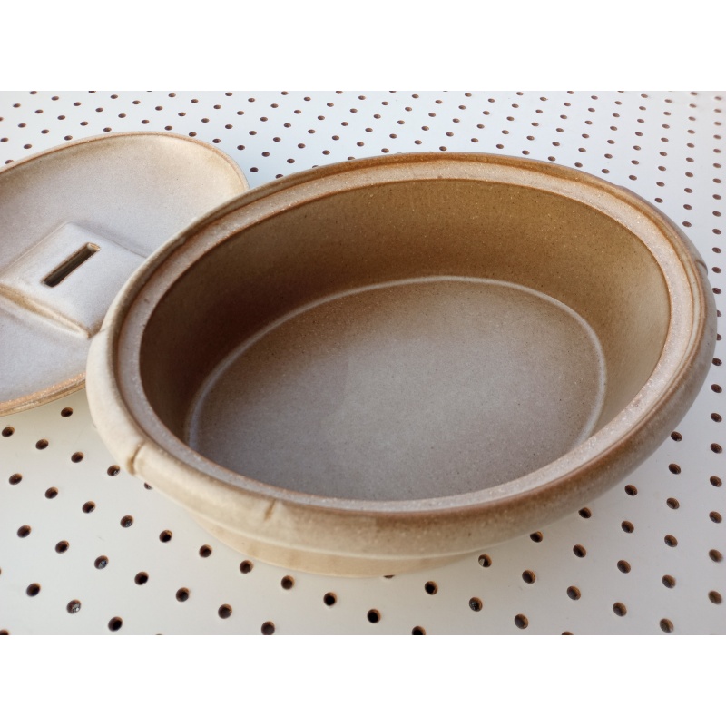 VINTAGE LARGE STONEWARE ROASTER WITH LID