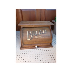 Vintage Country Wood Roll Top Door Bread Storage Box Rustic Primitive Farmhouse