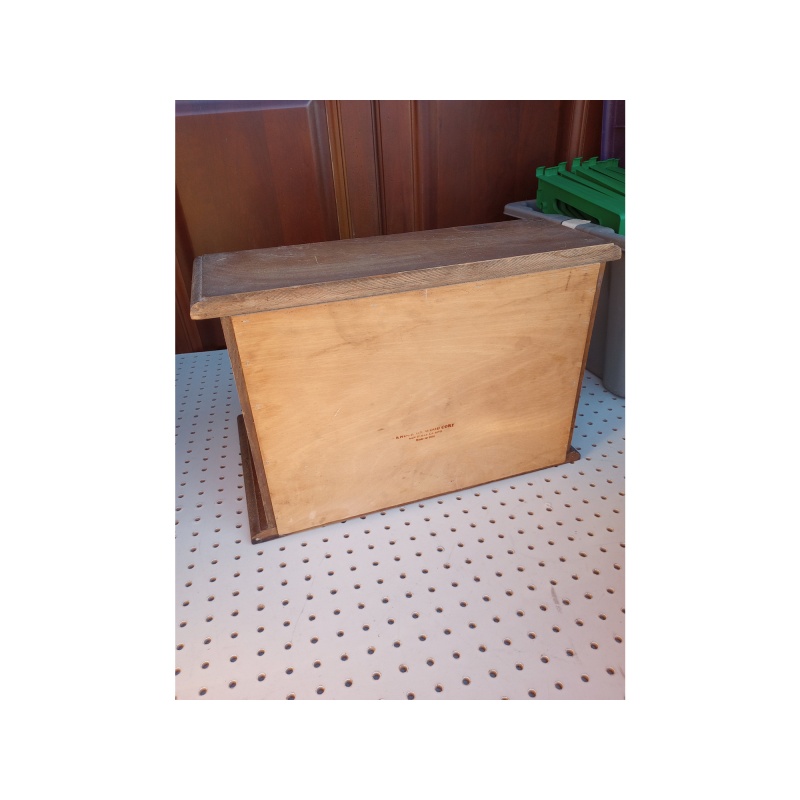 Vintage Country Wood Roll Top Door Bread Storage Box Rustic Primitive Farmhouse