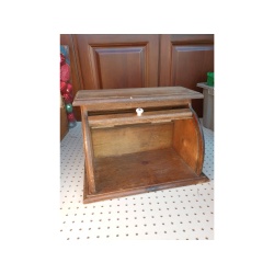 Vintage Country Wood Roll Top Door Bread Storage Box Rustic Primitive Farmhouse
