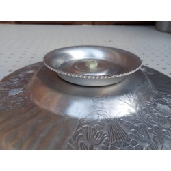Vintage 1950s aluminum Lazy Susan serving tray with place for dish insert. 