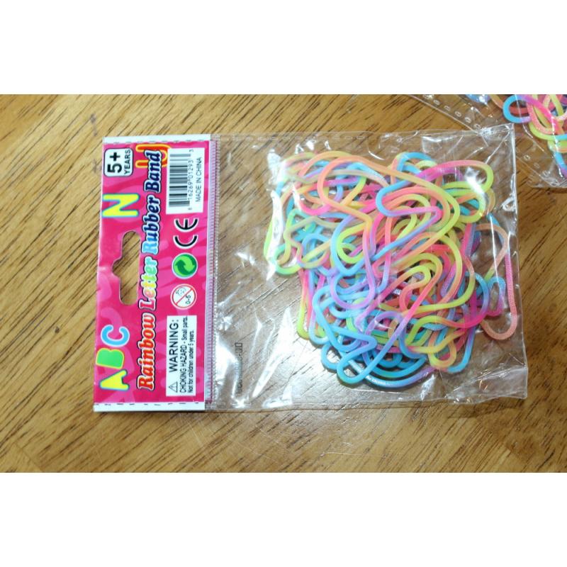 5 Bags ABC Rainbow Letter Rubba Bandz by rubber bands 26 pcs. per bag - Box 731