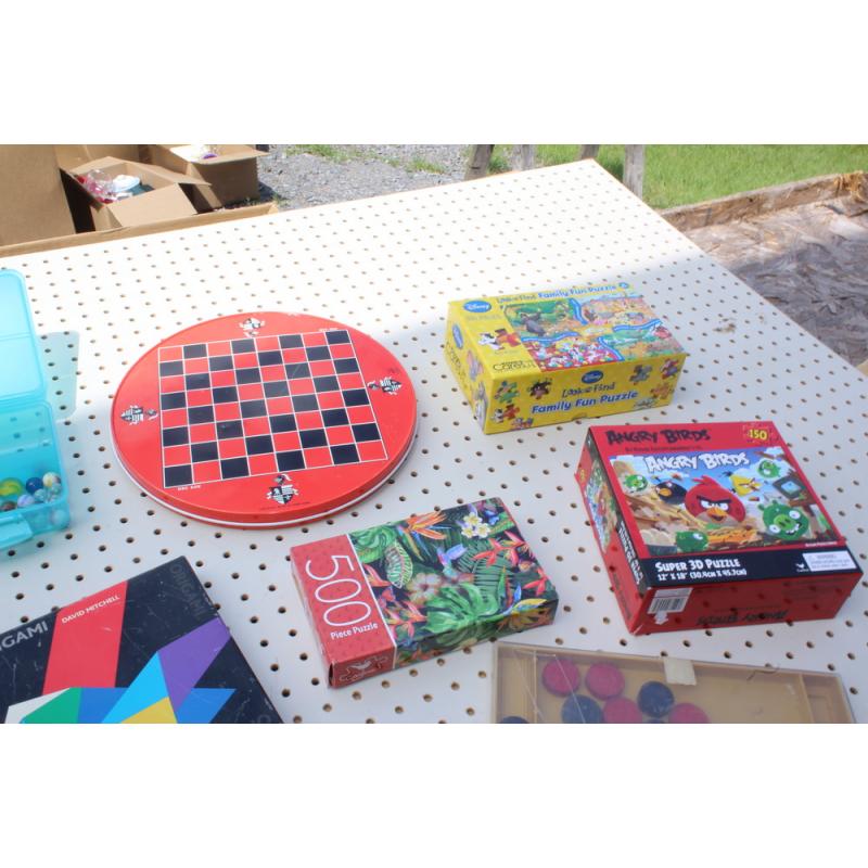 Board Game Assortment - Checkers, Chess, Bingo, Memory, Puzzles, Marbles 