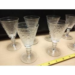 ART DECO SET OF 7 STEM GLASSES