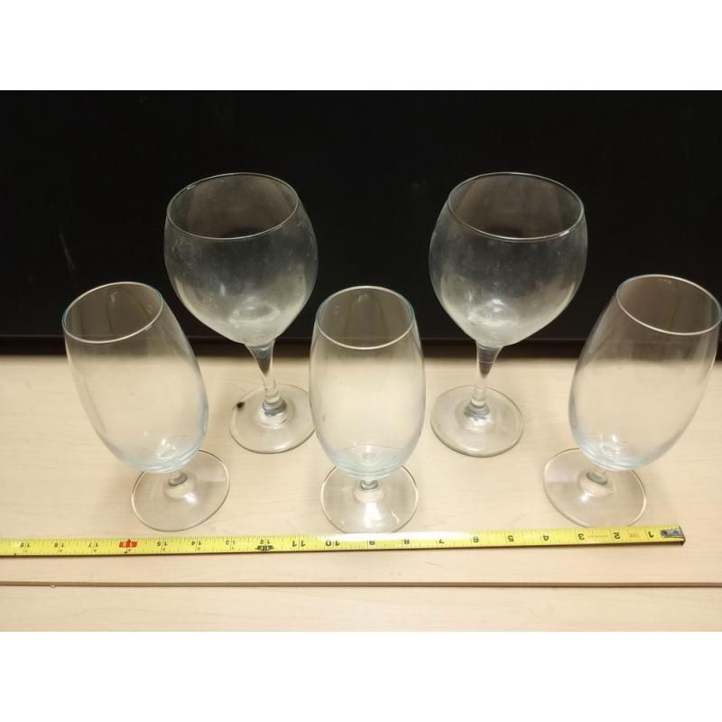 LOT OF 5 STEM GLASSES