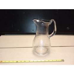 Mid Century Modern Glass Martini Pitcher Etched Floral Design 10" Tall