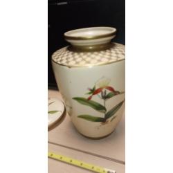 Porcelin / Ceramic Hand Painted Table Vase - 10.5" Tall
