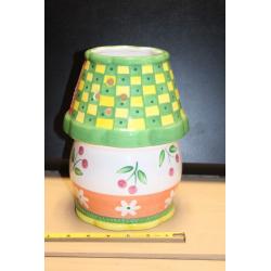 Ceramic Candle Light Lamp with Shade Colorful Springtime Country Decor