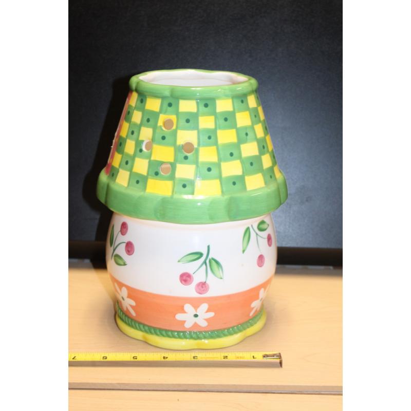 Ceramic Candle Light Lamp with Shade Colorful Springtime Country Decor