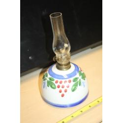 VINTAGE HAND PAINTED MILK GLASS OIL LAMP