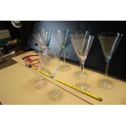 LOT OF 7 MARTINI GLASSES AND 1 WINE GLASS