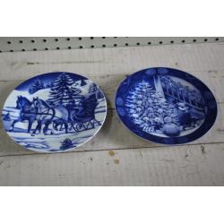 Nantucket Holiday Christmas Vintage Cookie Plates Winter Sleigh Ride 7 3/4" - 2