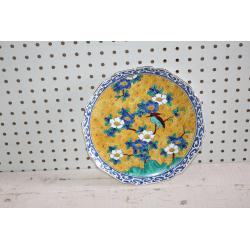 Chinese Porcelain Plate Dish Colorful Flowers Bird Signed Plate