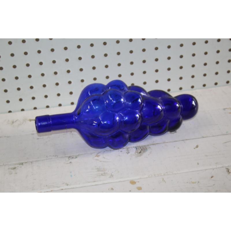Vintage Cobalt Blue Bunch Of Grapes Cluster Bottle Heavy Decanter Collectable 