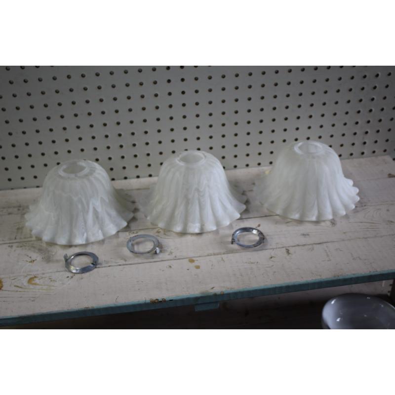 SET OF 3 FROSTED GLASS LIGHT SHADES