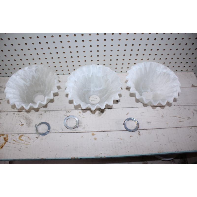 SET OF 3 FROSTED GLASS LIGHT SHADES