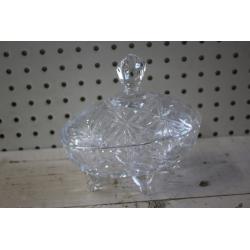 960s Czechoslovakia's Bohemia Lidded Crystal Glass Bowl