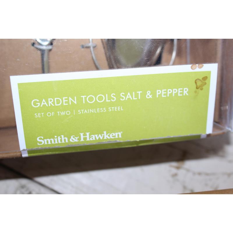 Smith Hawken Garden Salt Cellar Pepper Mill Shaker Set Stainless Water Can Pail 