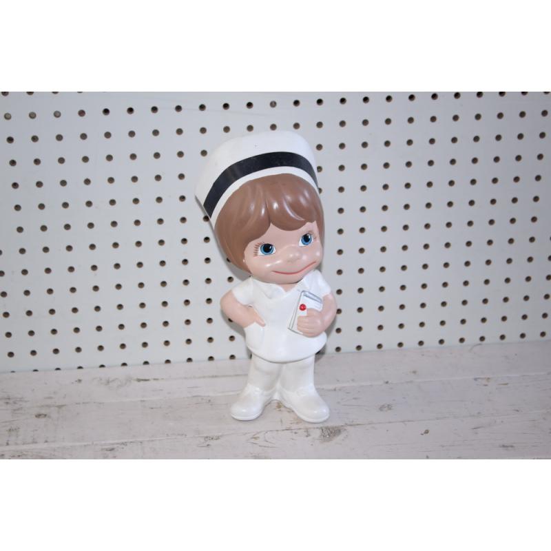 Vintage Ceramic Mold Nurse Figurine Brown Hair 12"Tall