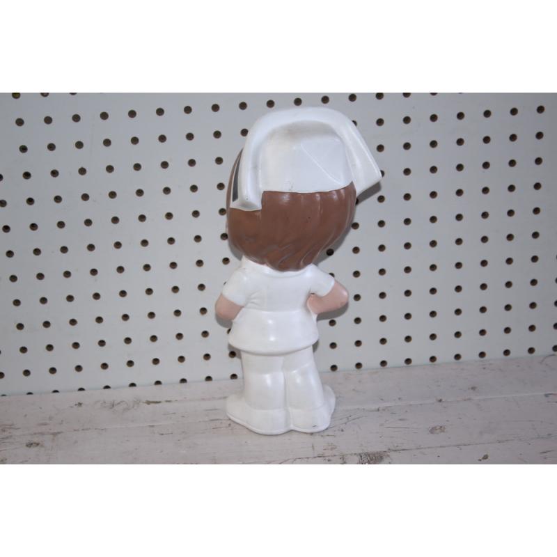Vintage Ceramic Mold Nurse Figurine Brown Hair 12"Tall