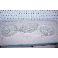 LOT OF 3 VINTAGE CUT GLASS RELISH DISHES