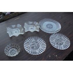 LOT OF 6 CUT GLASS DISHES